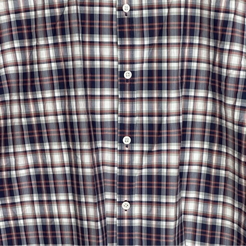 Theory Zack PS A Plaid Blue Button Front Short Sleeve Shirt XL Mens - Picture 9 of 11